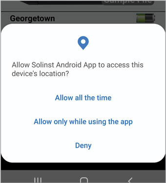 permiso de ubicación de acceso a la aplicación levelogger 5 de solinst