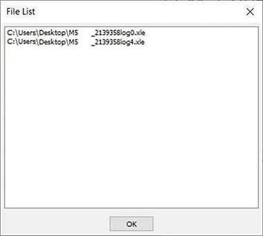 figura 11-3 lista de conversión de archivos hex a xle