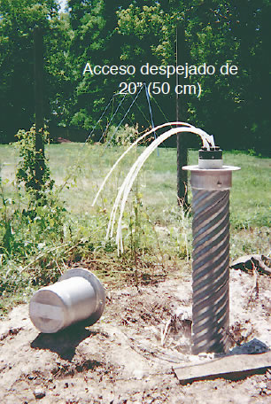 Finalización sobre el sueloSe requiere 6" (15 cm) de diámetroy espacio mínimo de 20” (50 cm)
