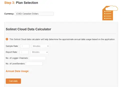 sélection du plan solinst cloud étape 3