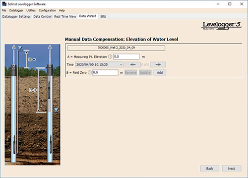 figure 8-10 manual data adjustment - elevation of water level