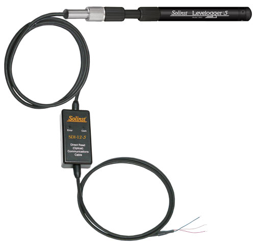 solinst levelogger sdi-12 communication cable connected to levelogger 5