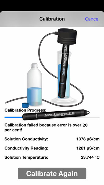 solinst levelogger 5 ltc conductivity calibration third try ios failed