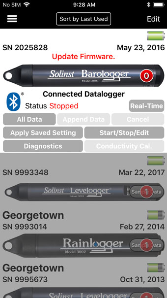 datalogger with outdated firmware message ios