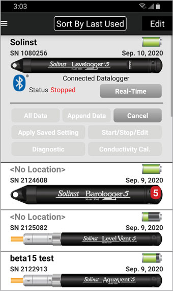 downloading levelogger data using solinst levelogger app android
