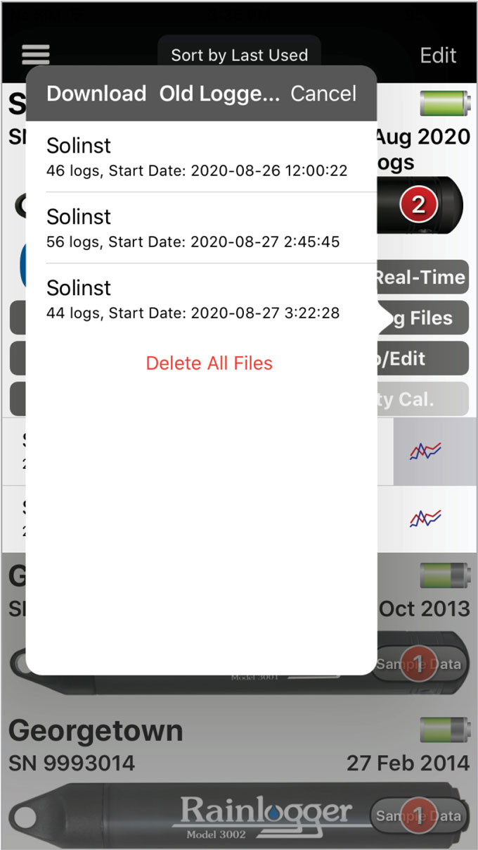 sollinst levelogger app old file logs ios