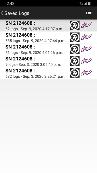 viewing saved logs - Android