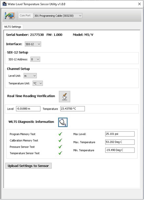 figure 2 5 water level temperature sensor diagnostic information