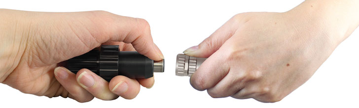 carefully push the connectors together twist the cable connector slightly until you will feel a small click when the properly aligned connection is made