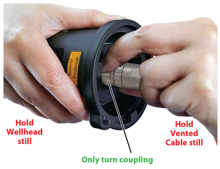 hand tighten the aquavent cable coupling