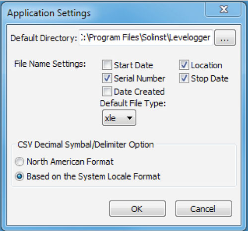 Solinst AquaVent Application Settings Window solinst aquavent aquavent user guide configuration and settings aquavent configuration aquavent settings solinst aquavent configuration solinst aquavent settings image