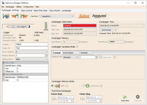 Figure 4-1 : Onglet Datalogger Settings (Paramètres de l'enregistreur) figure 4-1 : onglet datalogger settings (paramètres de l'enregistreur)