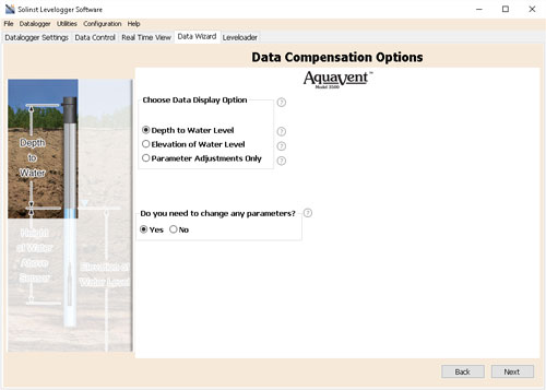 Solinst AquaVent Data Compensation Options solinst aquavent aquavent user guide aquavent data compensation vented datalogger data compensation compensating vented dataloggers compensating vented water level dataloggers solinst aquavent data compensation vented datalogger compensation vented datalogger data adjustments vented datalogger parameter adjustments image