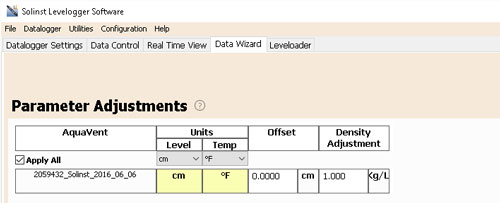 Solinst AquaVent Parameter Adjustments solinst aquavent aquavent user guide aquavent data compensation vented datalogger data compensation compensating vented dataloggers compensating vented water level dataloggers solinst aquavent data compensation vented datalogger compensation vented datalogger data adjustments vented datalogger parameter adjustments image