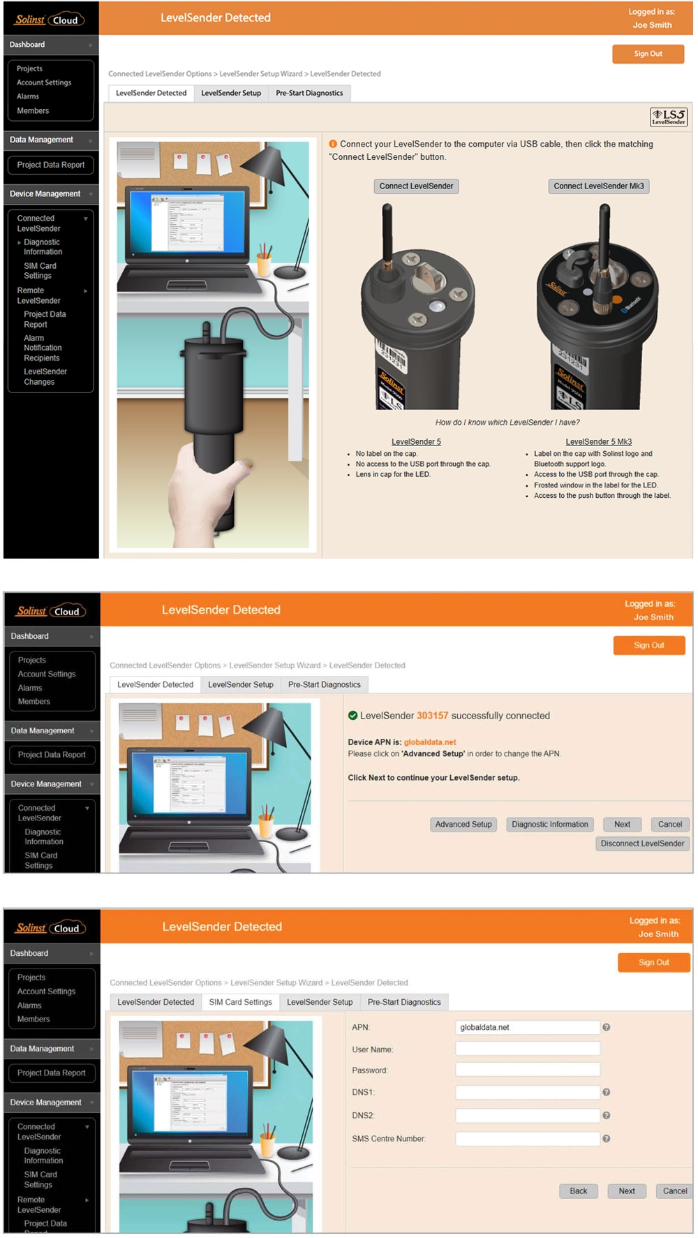 add levelsender to solinst cloud