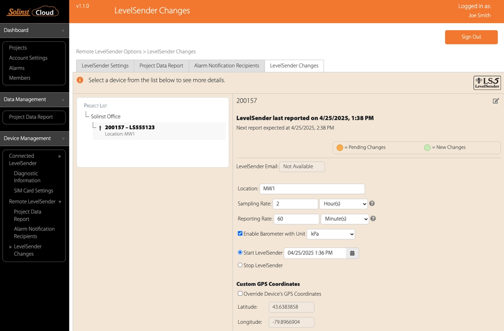 figure 5-10 levelsender changes