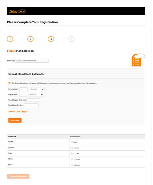 figure 2-4 registration – data plan selection