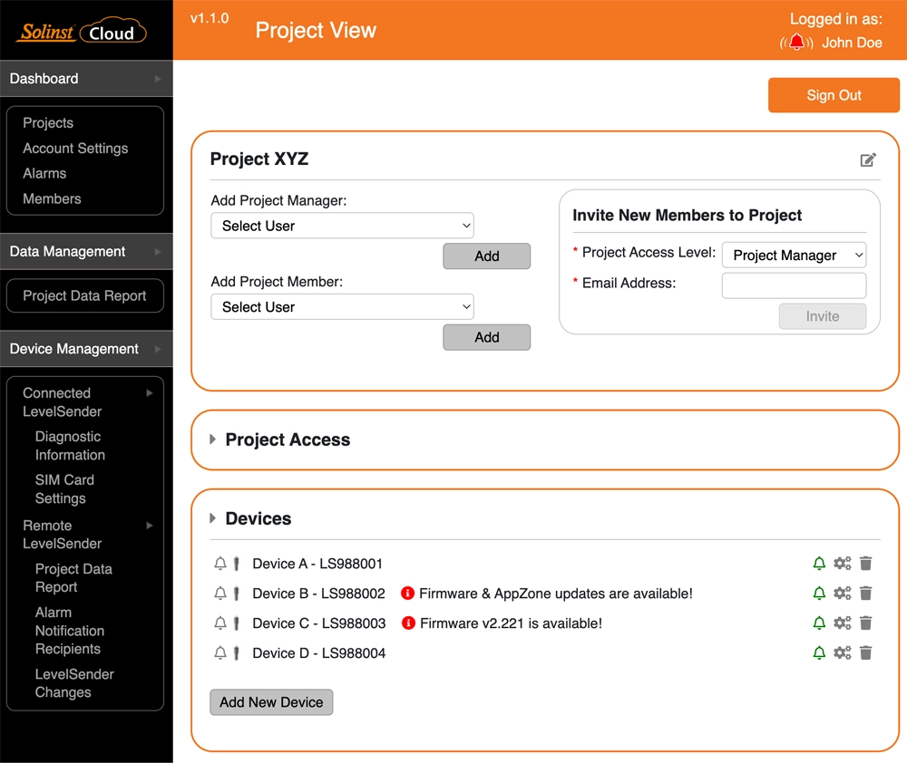 figure 5-13 firmware update warning in project view