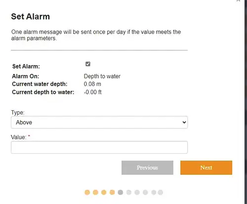 solinst solsat 5 satellite telemetry system step 5 alarm settings