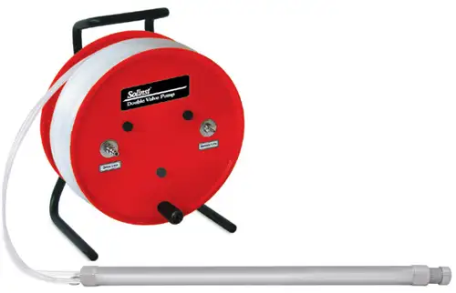 solinst 1 inch or 25 mm diameter stainless steel bladder pumps mounted on free standing reel
