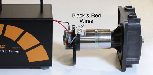 disconnect the black and red wires from the solinst peristalitic pump motor assembly