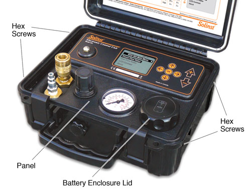 solinst 464 electronic pump control unit image showing battery enclosure