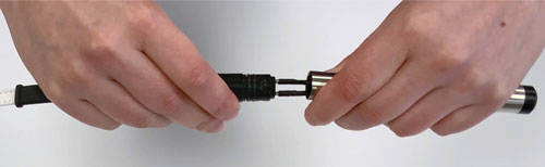 ensure not to overextend the wire connectors inside the solinst tlc meter probe
