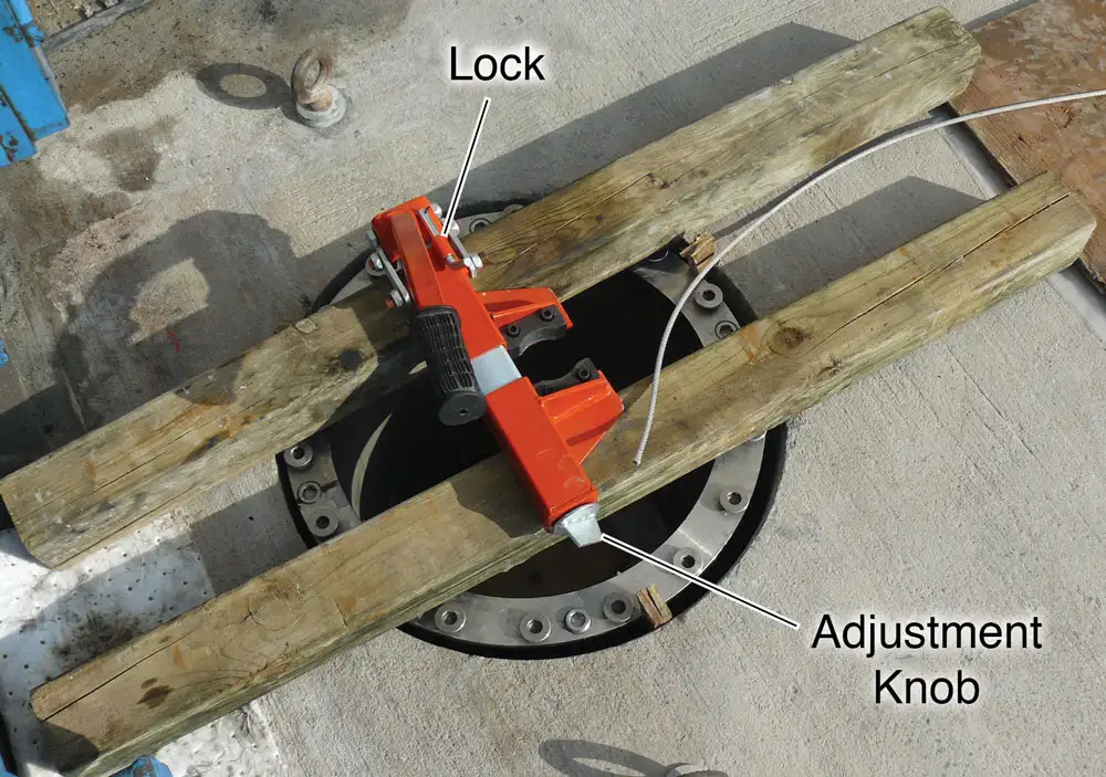 solinst model 401 waterloo multilevel system figure 4 2 an installation clamp over a borehole