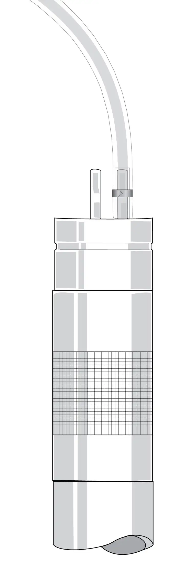 waterloo multilevel system installation figure 63 5 8 inch od by one half inch id tubing attached over 3 inch of one half inch od by three eights inch id tubing to port stem using oetiker  number 17 clamp