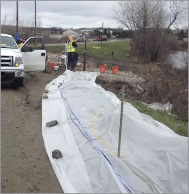 five waterloo systems were installed to 33.5 m 110 ft in fractured bedrock to help characterize a historical chlorobenzene plume at the site of a proposed groundwater pump and treat site. vibrating wire transducers and double valve pumps were dedicated at each of the 4 monitoring zones