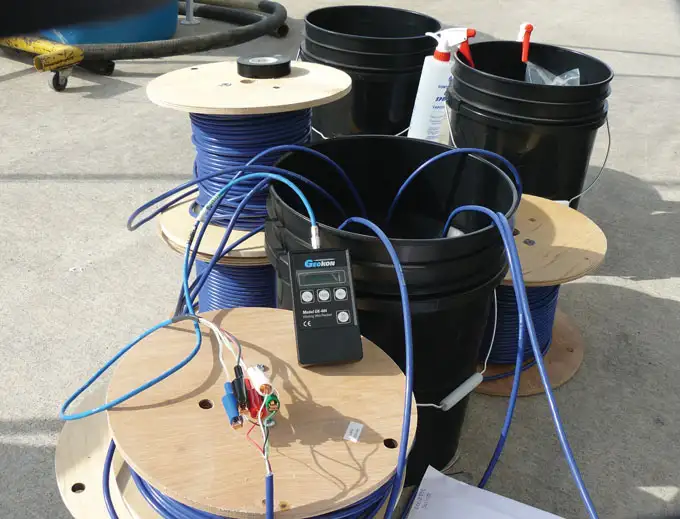 waterloo multilevel system installation figure 6 6 presoaking the vibrating wire transducers