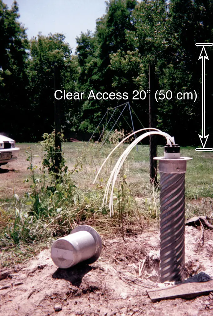 waterloo multilevel system installation figure 9 6 above ground completion minimum 6 inch diameter or 15 cm and 20 inch or 50 cm clearance is required